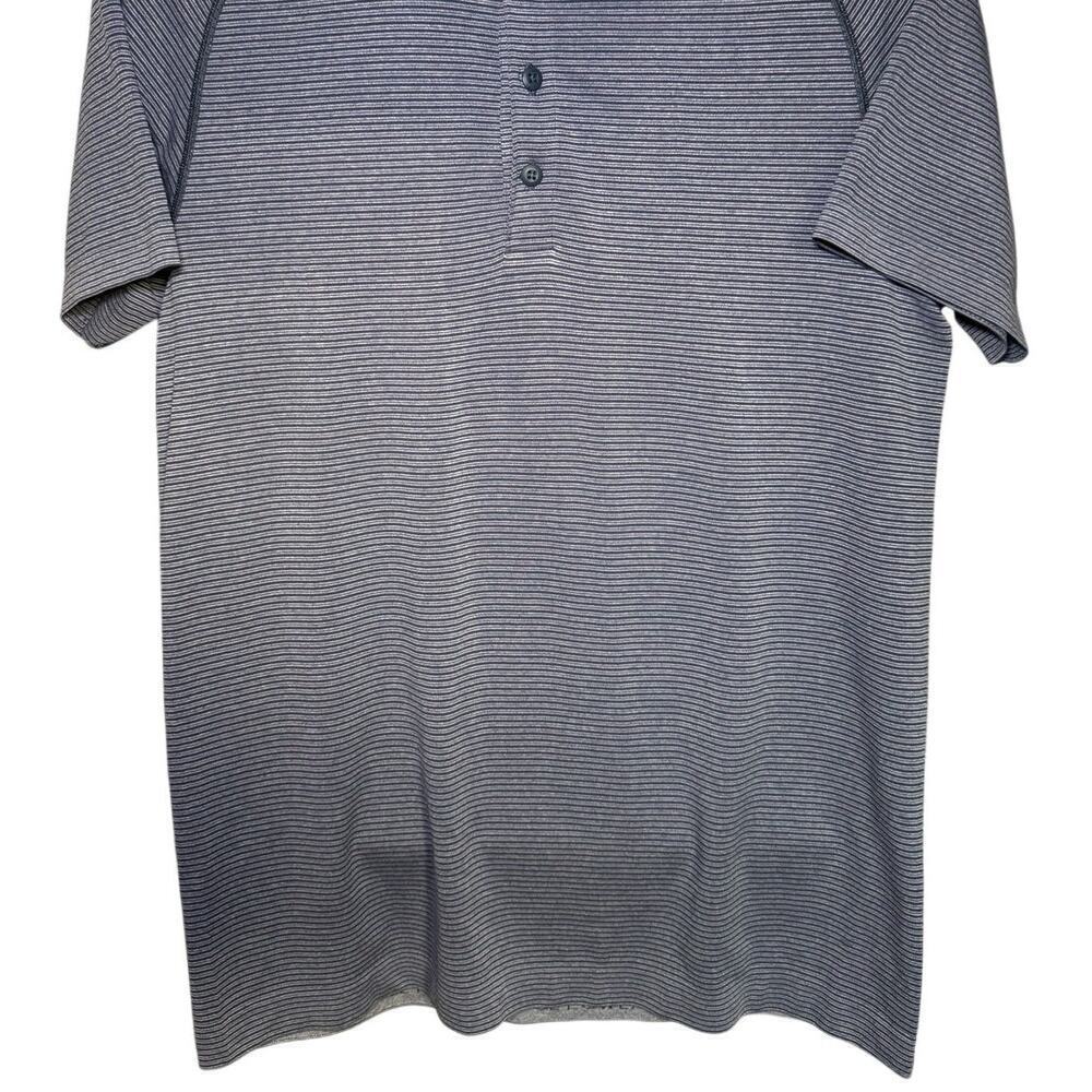 Lululemon Metal Vent Tech Polo Shirt Seamless Striped In Blue Grey Size Small - Picture 5 of 11